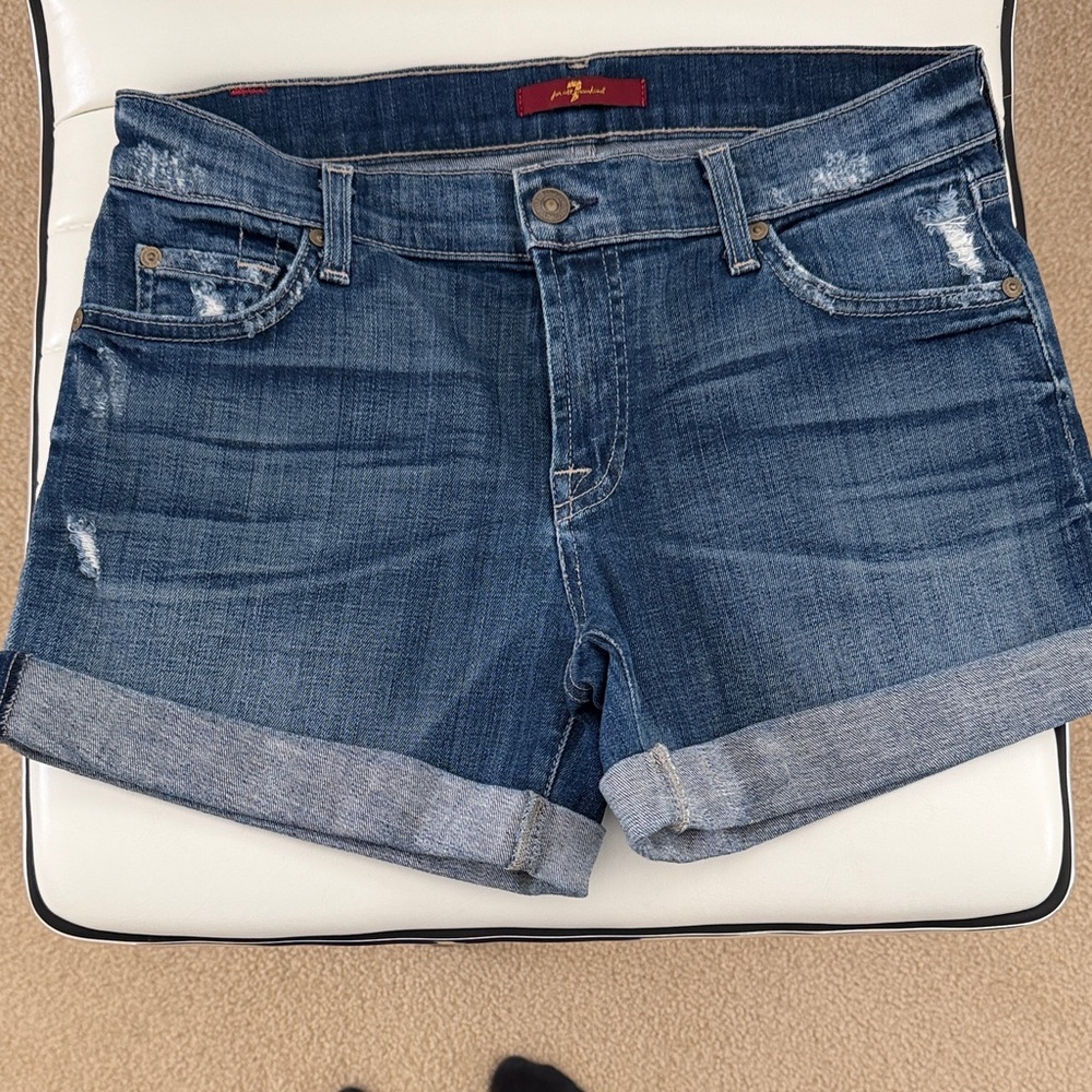 7 For All Mankind Dark Blue Jean Shorts